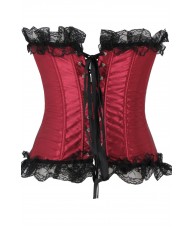 Red Satin Corset With Black Lace Trim