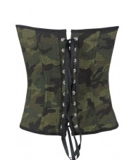 Green Army Camouflage Corset With Black Trim