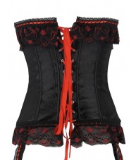 Black Satin Corset With Red Bows