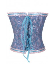 Blue And Pink Corset With Satin Trim And Bows