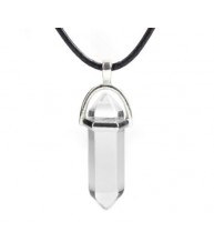 Universal Clear Crystal Shard Pendant with Black Necklace
