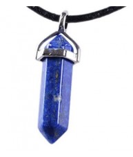 Lapis Lazuli Blue Shard Pendant with Black Necklace