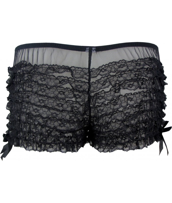 Black Frilly Lace Burlesque Knickers | Discreet Tiger