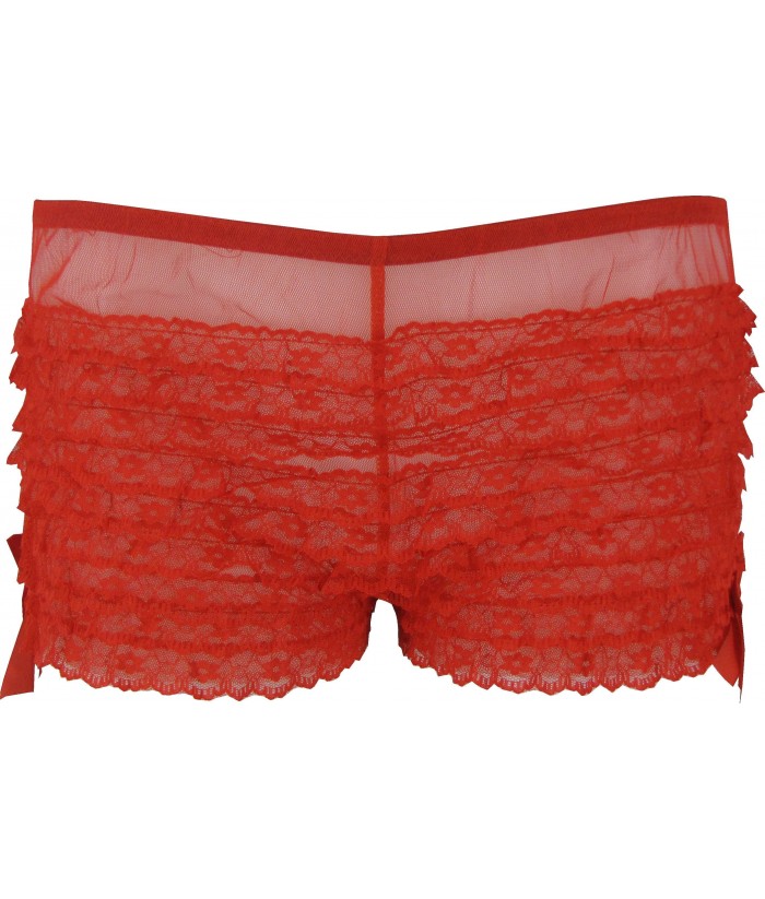 Red Frilly Lace Burlesque Knickers | Discreet Tiger