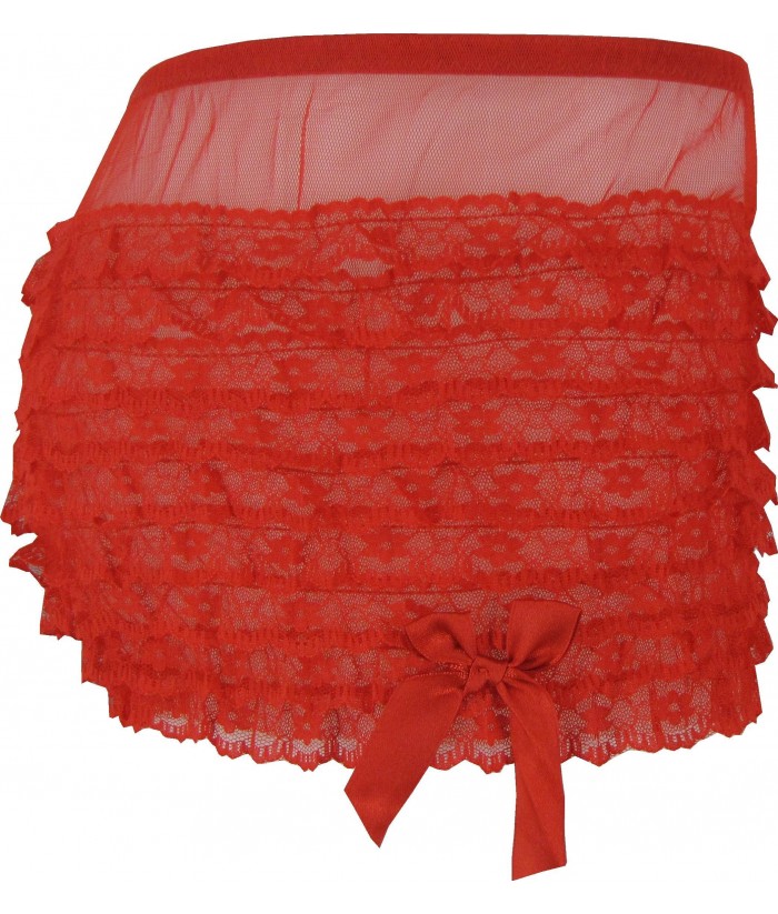 Red Frilly Lace Burlesque Knickers | Discreet Tiger