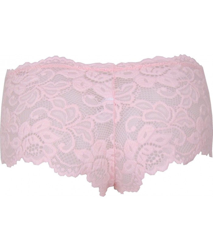 Sheer Pink Floral Stretch Lace Shorties | Discreet Tiger