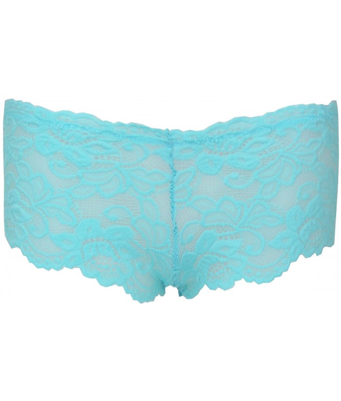 Sheer Blue Floral Stretch Lace Shorties | Discreet Tiger