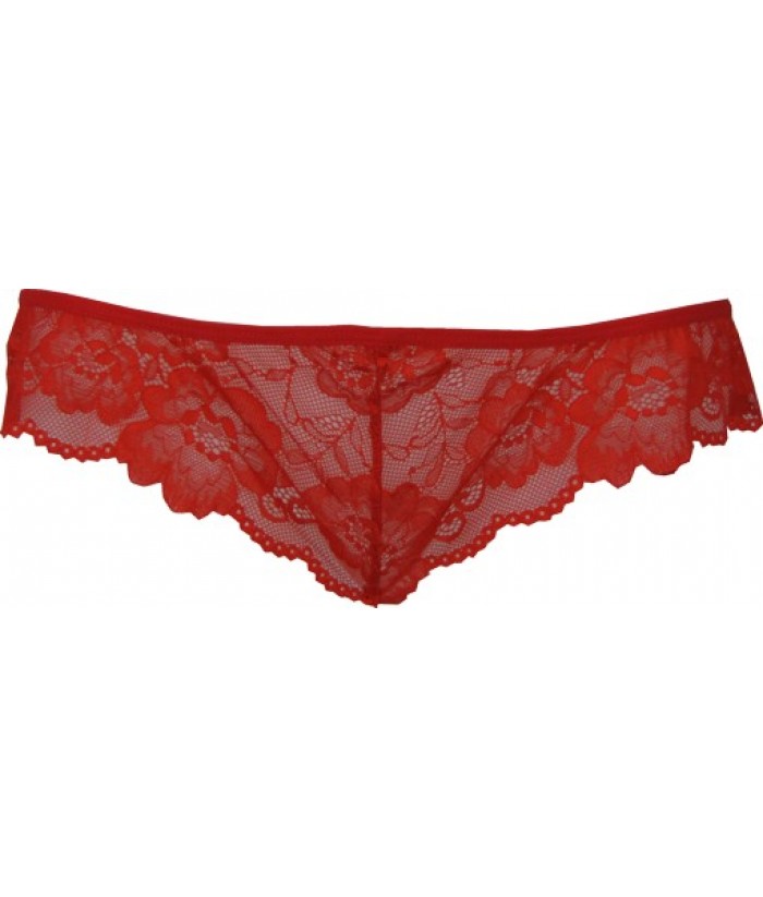 Gorgeous Red Ladies Underwear Stretch Lace Brazilian Cut | Discreet Tiger