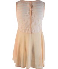 Flared Chiffon Peach Top With Lace